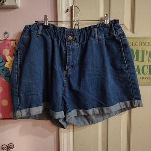 Ladies Plus Size Denim Shorts Size 2X Casual Cuffed Western 4" inseam 17"